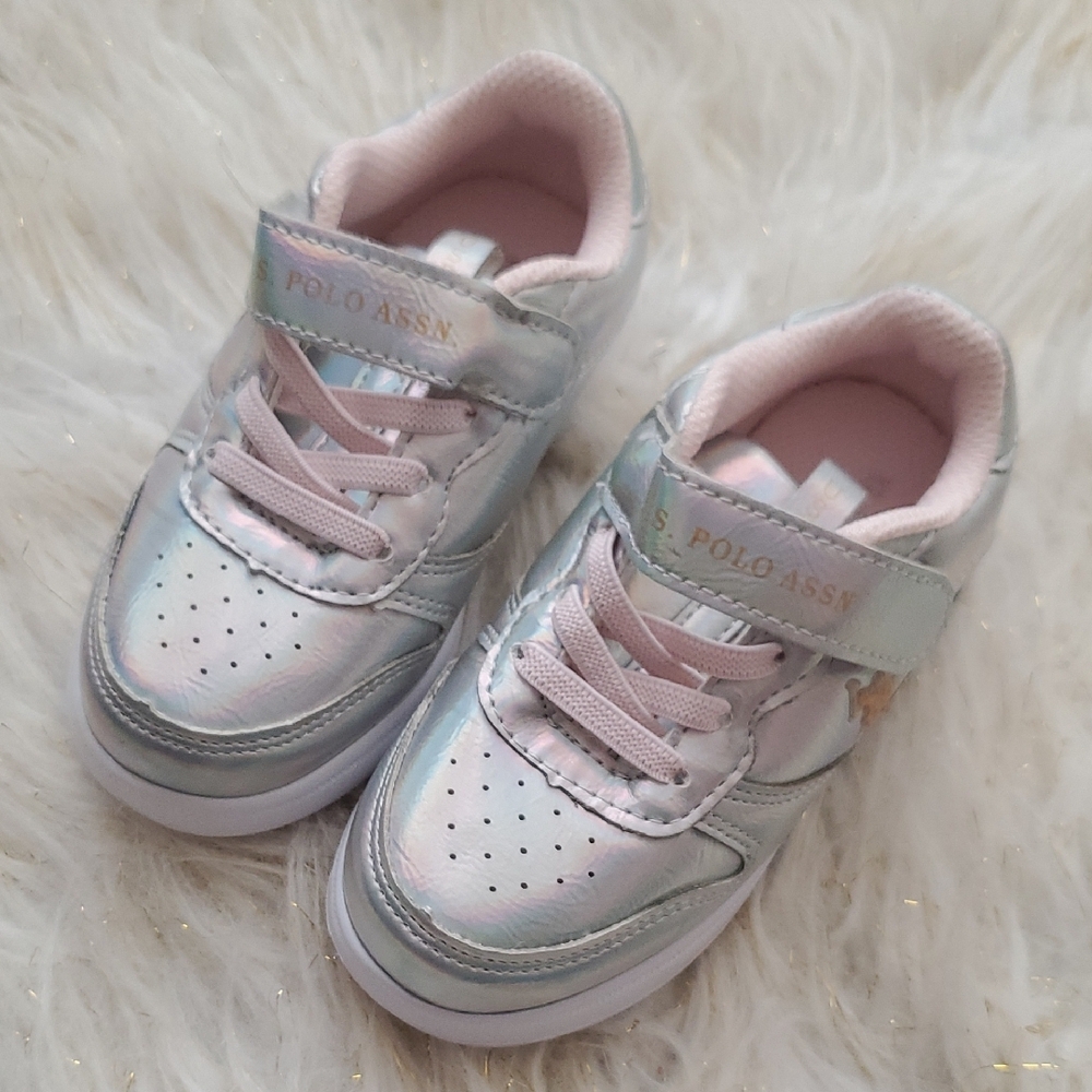 U.S. Polo Assn. Kids' Metallic and Pink Sneakers